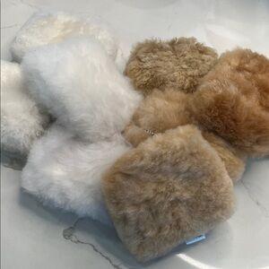 100% alpaca fur Fluffy coin purses  hand made 5-6” wide zipper with key chain.